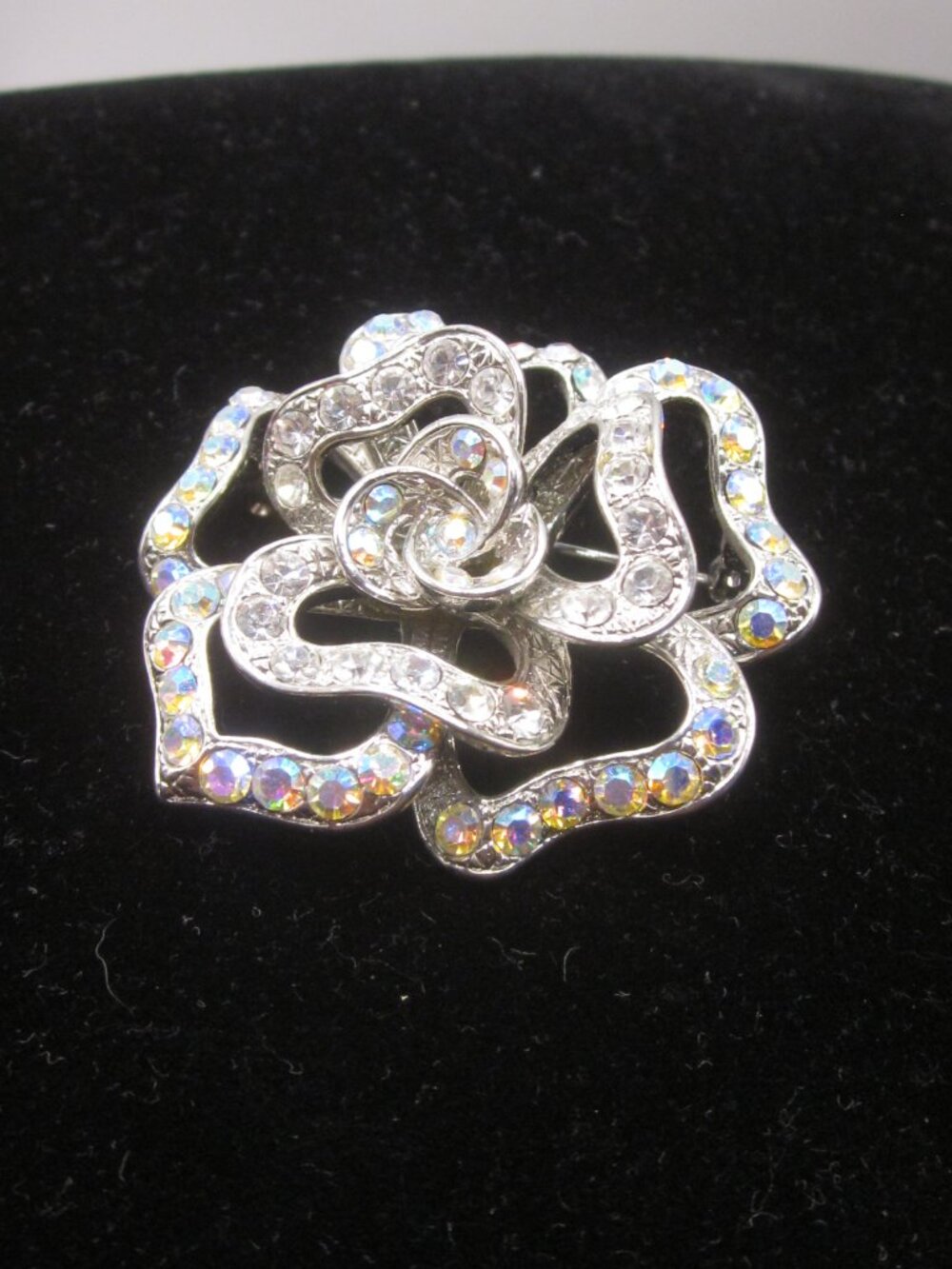 AB Rhinestone Floral Brooch - Picture 3 of 4